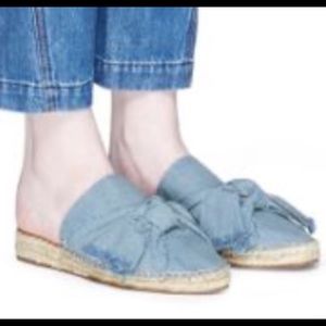 Sam Edelman espadrille denim bow mules